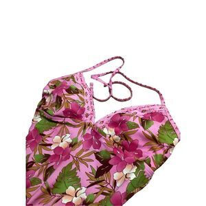 Vintage White Stag Women’s One Piece Pink Floral Swimsuit L
